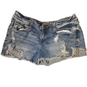 ARIZONA Jean Short Shorts Size 0, Distressed 5 pocket zipper and button closure